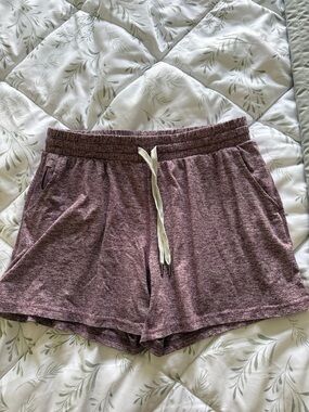 Pacific Trail Heathered Mauve Pull-On Athletic Shorts with Drawstring